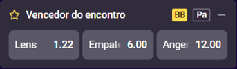 Mercado de vencedor do jogo na Multibet com odds para Lens, empate e Angers