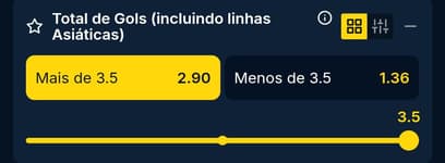 Captura de tela com aposta em Total de Gols Mais de 3.5 na Estrela Bet