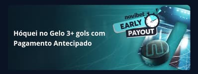 Captura de tela da oferta de Pagamento Antecipado Novibet para hóquei no gelo.