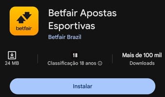 Captura de tela da Betfair App para Android