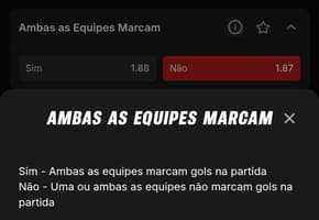 Captura de tela do mercado Ambas as Equipes Marcam na Superbet.