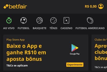 Captura de tela da promoção aposta bônus Betfair App