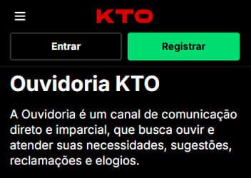 Página da ouvidoria KTO para reclamações e sugestões