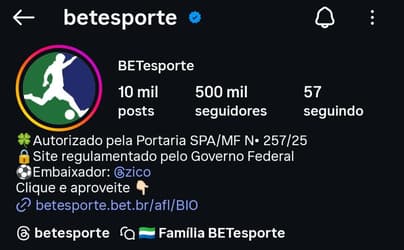 Captura de tela do Instagram da BETesporte.