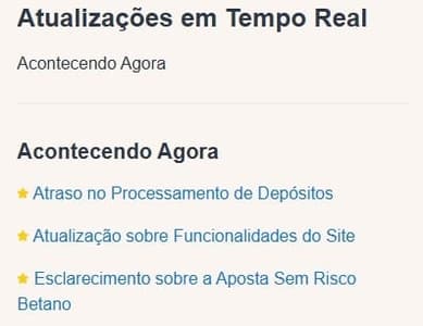Captura de tela com página que avisa sobre a Betano fora do ar e de outros problemas.