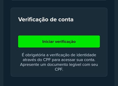Captura de tela da página de verificação de identidade (KYC) após abrir uma conta na Stake.