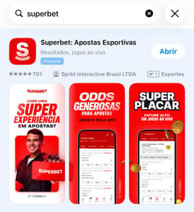 Captura de tela do app Superbet na App Store.