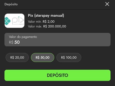 Captura de tela do depósito Luva Bet
