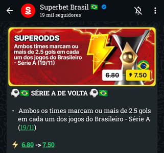 Captura de tela do grupo de apostas esportivas da Superbet