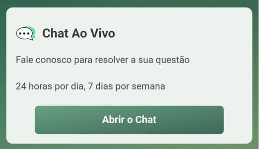 Botão para acionar o chat ao vivo bet365 no site