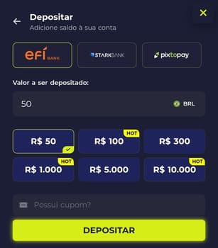 Captura de tela da página de depósito depois de entrar na conta Bet7K e ir na página de recarga.