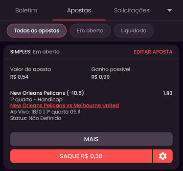 Cash out ao vivo no cupom de apostas da Onabet