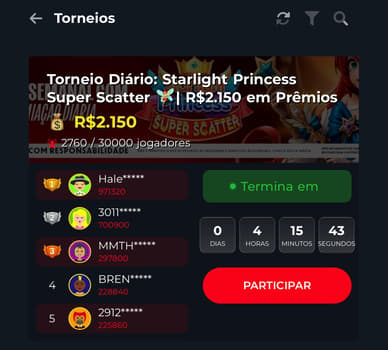Captura de tela de um dos torneios diários da MC Games.