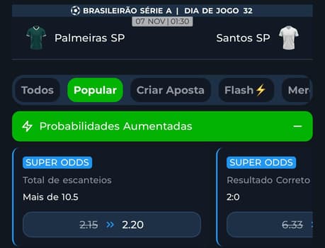 Captura de tela mostra promoção de Super Odds, que podem ser úteis em para fazer gestão de banca.
