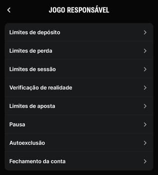 Captura de tela das ferramentas de jogo responsável que tornam a Superbet confiável.