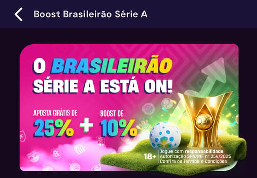 Captura de tela da promoção Boost Brasileirão Série A na Vbet.