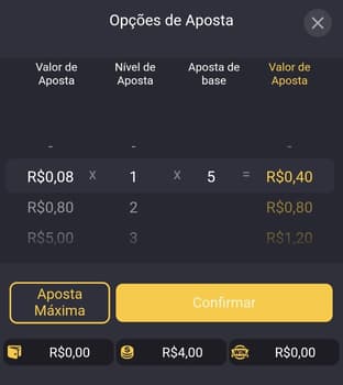 Captura de tela dos ajustes de apostas no Fortune Tiger da BetBoom.