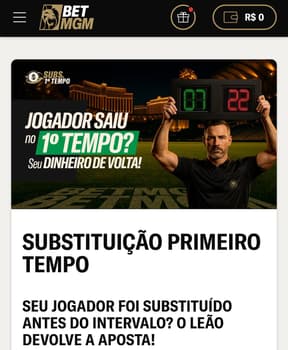 Captura de tela da promoção Substituição Segura da BetMGM.