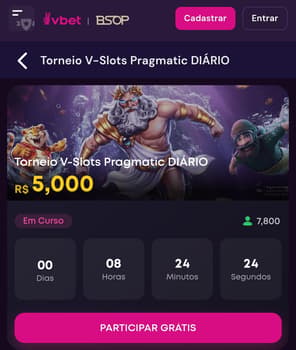 Captura de tela do torneio V-Slot com Gates of Olympus da Vbet.