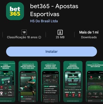 Captura de tela da página do aplicativo da bet365 na loja Play Store.