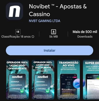 Captura de tela do aplicativo Novibet.