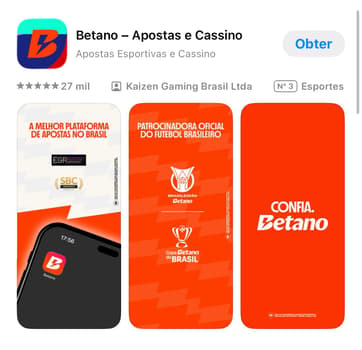 Captura da tela do app da Betano na App Store.