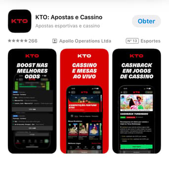 Captura de tela do app iOS da bet autorizada KTO.