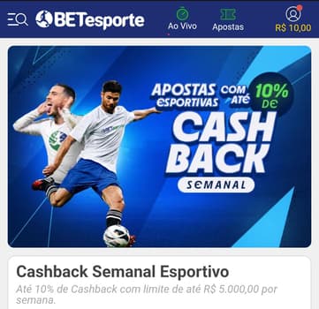 Captura de tela do cashback esportiva da BETesporte.