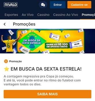 Captura de tela do melhor site de apostas Rivalo.