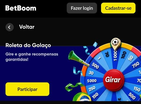 Captura de tela do bônus BetBoom Copa do Mundo Roleta do Golaço.