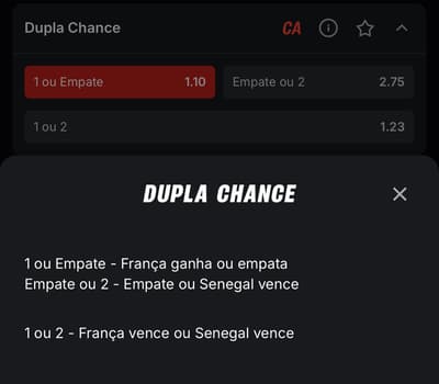 Captura da tela de explicação do mercado de Dupla Chance na Superbet.