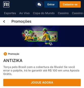 Captura de tela de bônus Antizika da Rivalo.