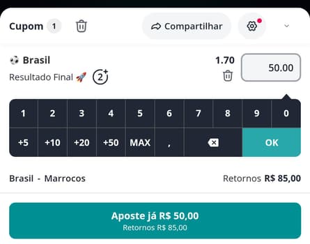 Captura de tela de uma aposta esportiva na Novibet.