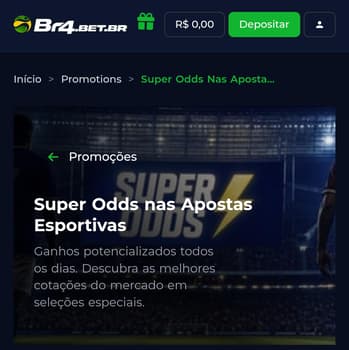 Captura de tela do bônus BR4BET de Super Odds.