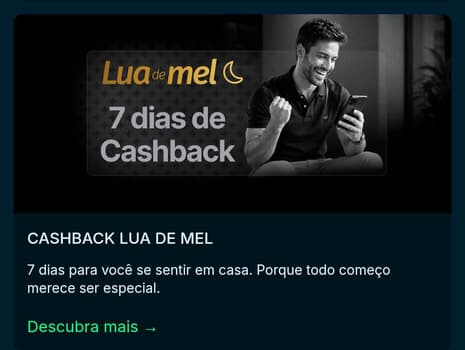 Captura de tela do bônus Lua de Mel da plataforma nova BandBet.