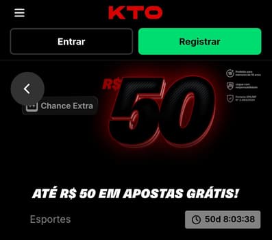 Captura de tela do bônus Chance Extra KTO.