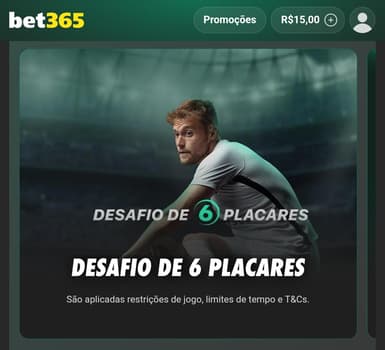 Captura de tela da oferta de Desafio de 6 Placares da bet365.