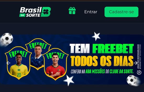 Captura de tela do banner que anuncia freebet todos os dias na Brasil da Sorte.