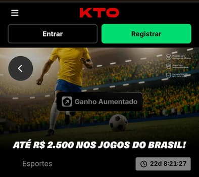 Captura de tela da promoção Ganho Aumentado na KTO.