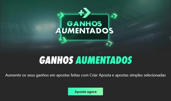 Captura de tela da oferta de Ganhos Aumentados com Criar Aposta da bet365.