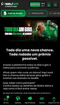 Captura de tela da roleta de promoções em cassino da SeuBet.