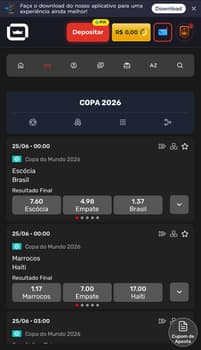 Captura de tela da página de esportes Liderbet, um dos melhores sites de apostas do Brasil.