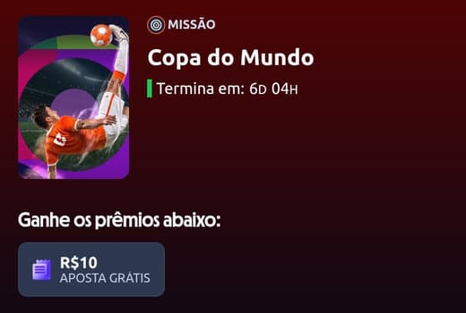 Captura de tela da missão Copa do Mundo da Betano.
