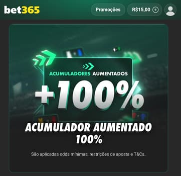 Captura de tela da oferta Acumuladores Aumentados da bet365.