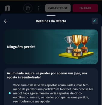 Captura de tela do banner da promoção Ninguém Perde na Novibet.