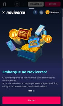 Captura de tela do bônus Noviverso da Novibet.