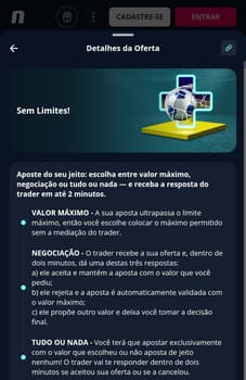Captura de tela com o banner da promoção Sem Limites da Novibet.