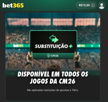 Captura de tela da oferta Substituição+ da bet365.