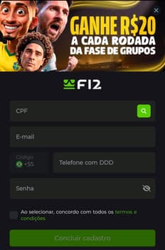 Captura de tela da página de cadastro da F12 Bet.