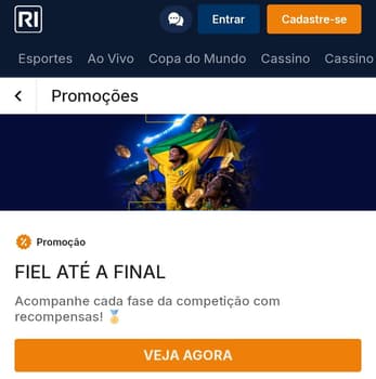 Captura de tela do bônus Rivalo 'Fiel Até o Final' da Copa do Mundo.